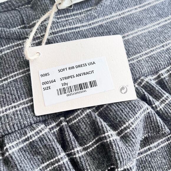 Buho girls gray striped ruffled ribbed long sleeve dress size 10 NWT - Picture 7 of 9